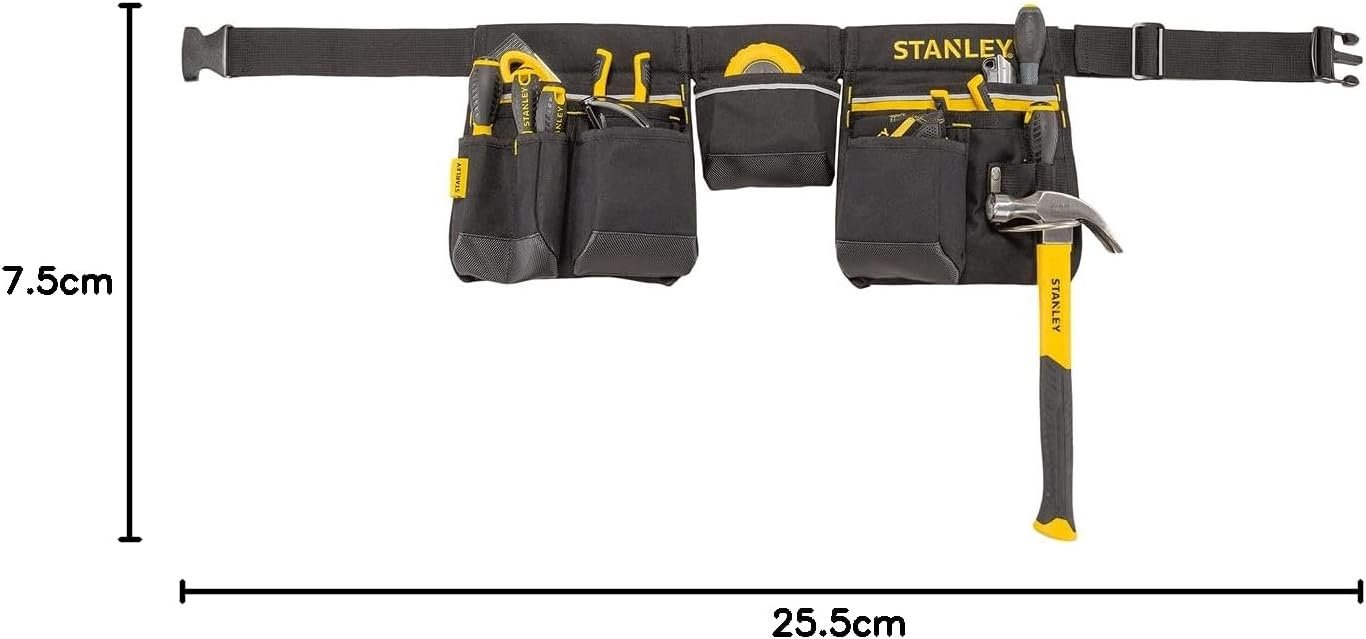 STANLEY Essential Tool Belt Pouch Apron, Multiple pockets, Integrated Hammer Loop
